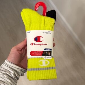 Champion Athletic Crew Socks - Neon Yellow and Black NWT
